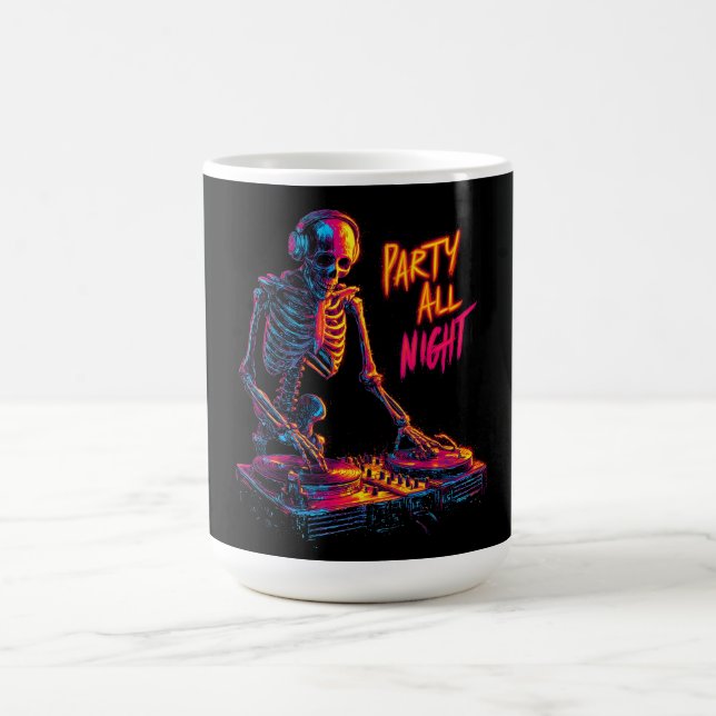 Dynamiska neon-Färgad Skeleton DJ-centrifugeringsp Kaffemugg (Center)