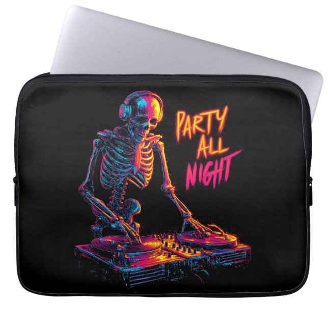 Dynamiska neon-Färgad Skeleton DJ-centrifugeringsp Laptop Fodral (Framsidan)