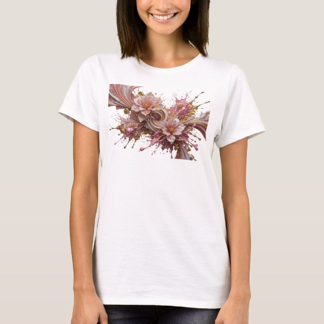 Dynamiskt Guld ABSTRAKT KONST Design T Shirt (Framsida)
