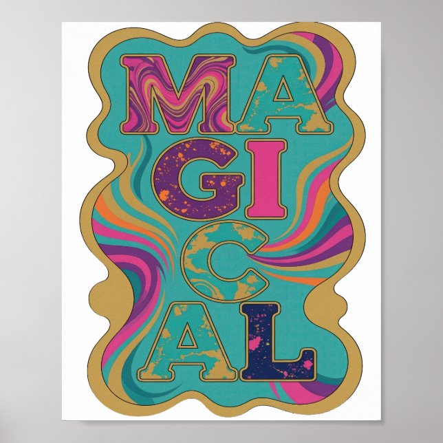 Dynamiskt Guld MAGISK Djärv Design Poster (Framsidan)