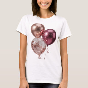 Dynamiskt Guld ROSÉGULD OCH RÖDA BALLONGER T Shirt