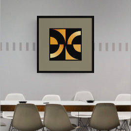 Dynamiskt Kurvor: Minimalistisk Orange på svart Poster