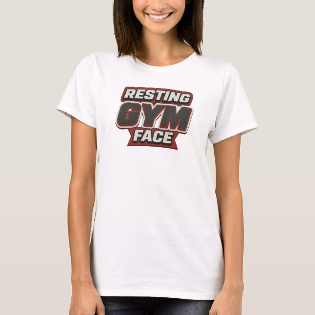 Dynamiskt RESTING GYM FACE-motiv T Shirt (Framsida)