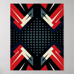 Dynamiskt rött och svart pilmönster poster