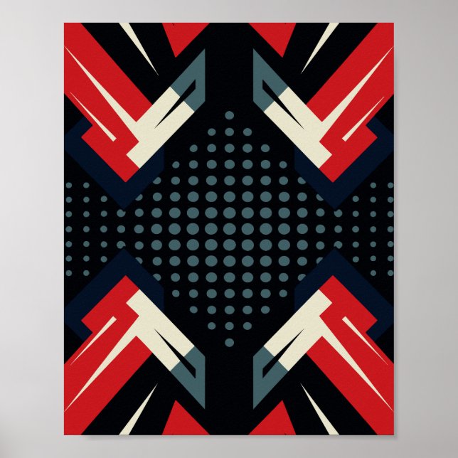Dynamiskt rött och svart pilmönster poster (Framsidan)