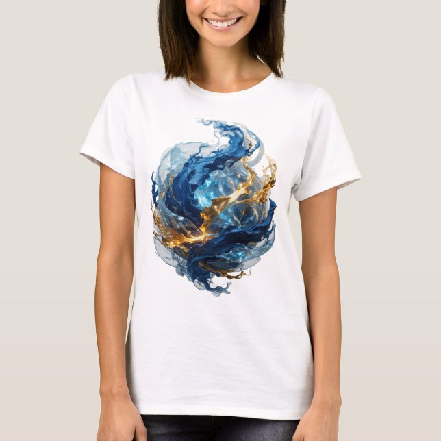 Dynamiskt Silver ABSTRAKT KONST Abstrakt Design v2 T Shirt (Framsida)