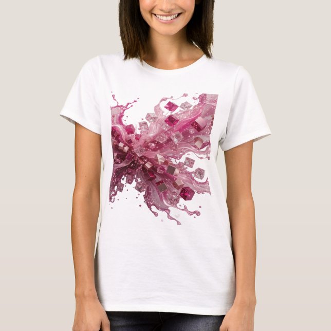Dynamiskt Silver ABSTRAKT KONST Anpassad T-shirt v (Framsida)