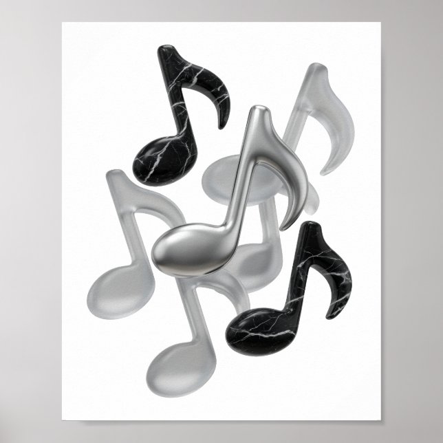 Dynamiskt silver ABSTRAKT KONST Grafisk design Poster (Framsidan)
