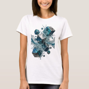 Dynamiskt Silver ABSTRAKT KONST Konstnärligt Motiv T Shirt