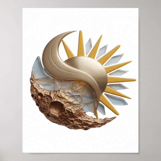 Dynamiskt Silver ABSTRAKT KONST Modeutskrift Poster (Framsidan)