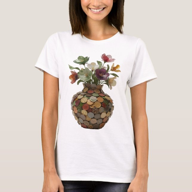 Dynamiskt Silver ABSTRAKT KONST Modeutskrift T Shirt (Framsida)