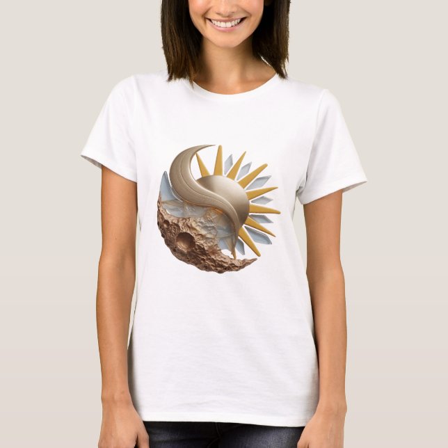 Dynamiskt silver ABSTRAKT KONST Modeutskrift T Shirt (Framsida)
