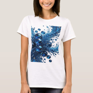 Dynamiskt Silver BLÅ DIAMANT Tryck T Shirt