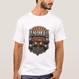 Dynamiskt Silver DJURSTYRKA Konstnärligt Motiv T Shirt