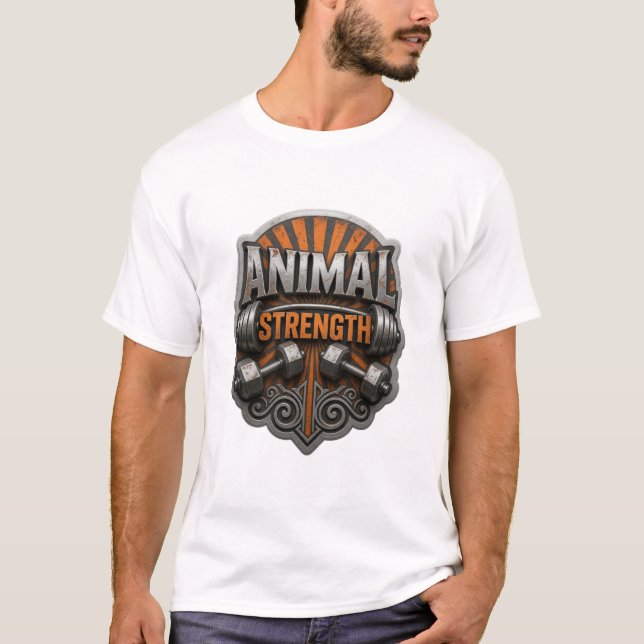 Dynamiskt Silver DJURSTYRKA Konstnärligt Motiv T Shirt (Framsida)