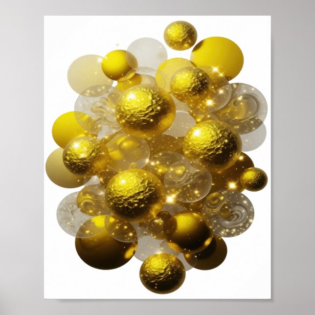 Dynamiskt Silver GLITTRANDE LJUSBOLLAR Poster (Framsidan)