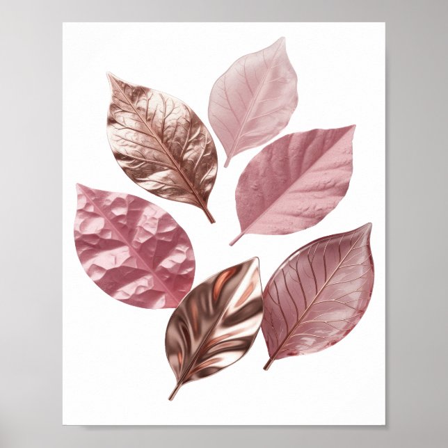 Dynamiskt Silver GYLLENE BLAD Grafisk Design Poster (Framsidan)
