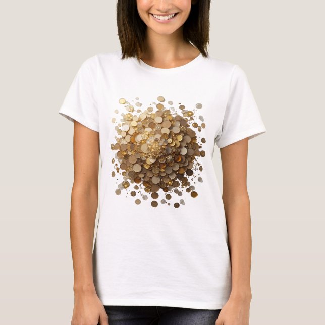 Dynamiskt silver GYLLENE MYNTS EXPLOSION Djärv des T Shirt (Framsida)
