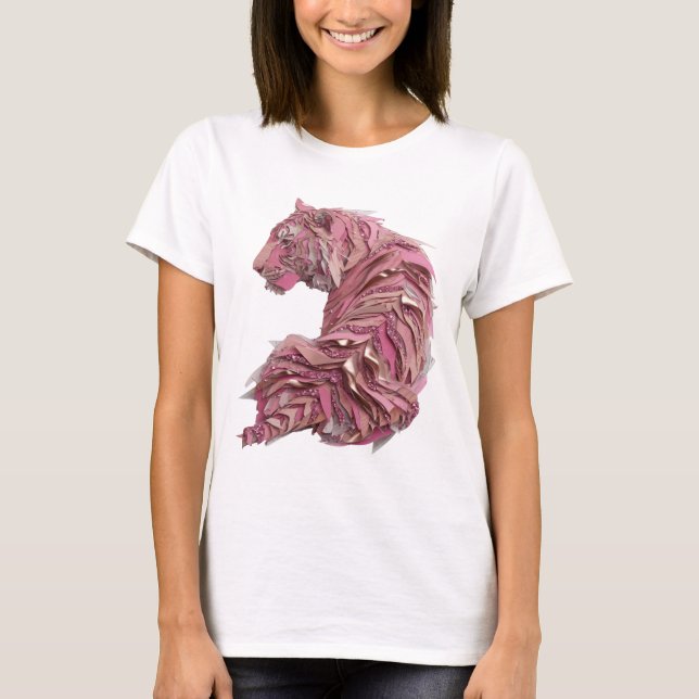 Dynamiskt Silver RÖD TIGER 3D Text Konst T Shirt (Framsida)