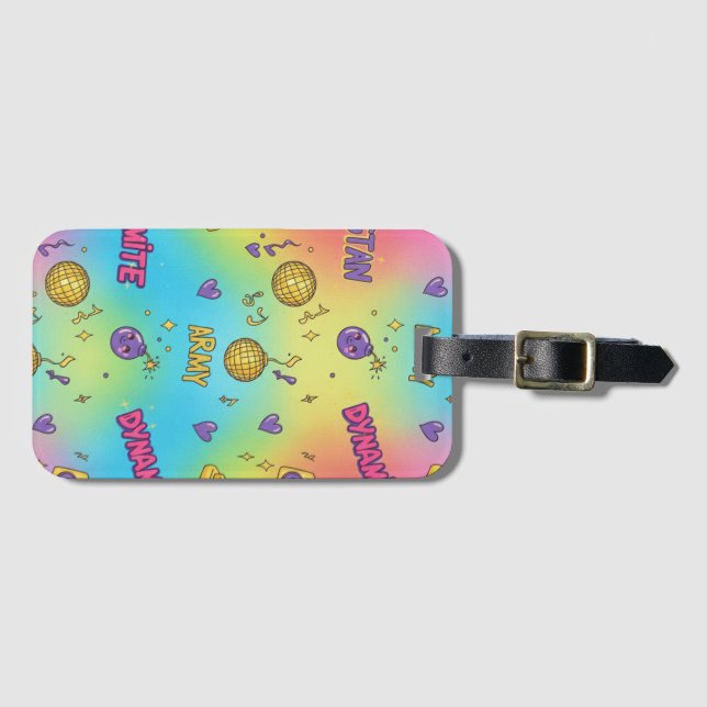 Dynamite Pop Art Rainbow Pattern Bagagebricka (Framsida horisontal)