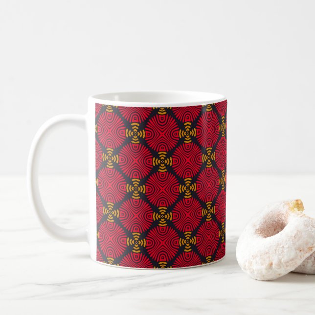Dynasty Geometry: Red Traditional Chinese Mönster Kaffemugg (Med munk)