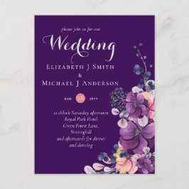 Dynasty Lila Ginger Blommigt Bröllopsinbjudans  Vykort
