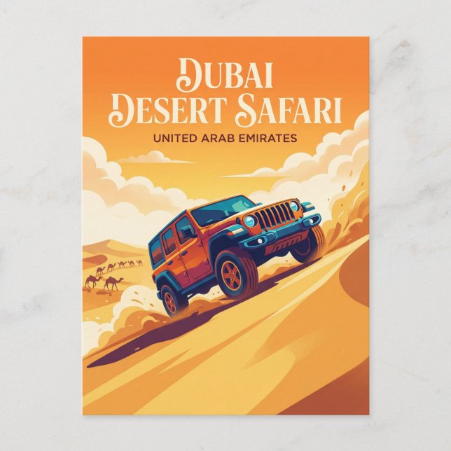 Dynebashning och öken safari vykort (Framsida)