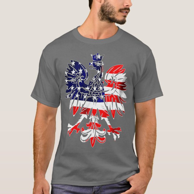 Dyngusdagen Polska Eagle USA flagga Amerika Polen T Shirt (Framsida)