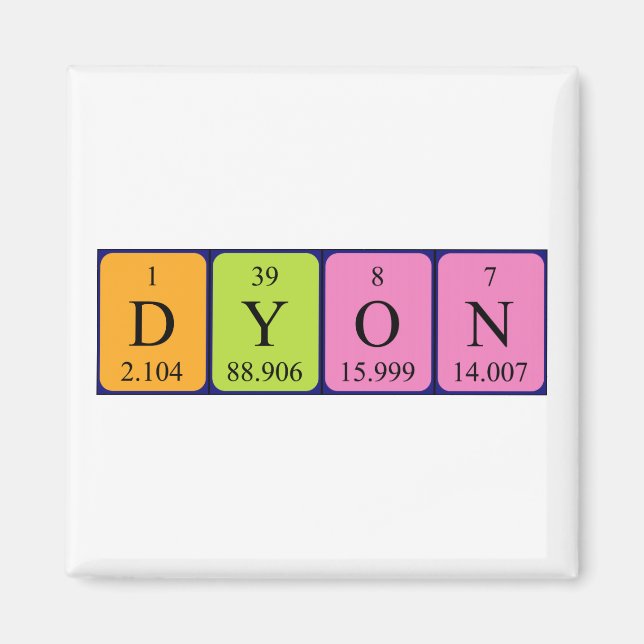 Dyon Periodisk magnet bord namn (Framsidan)