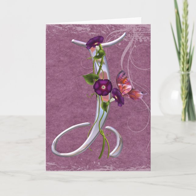 Dyrbar fjäril initialt J Anteckningskort (Framsida)