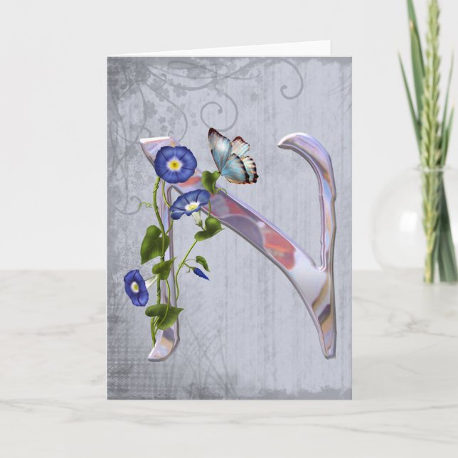 Dyrbar fjäril initialt N Anteckningskort (Framsida)