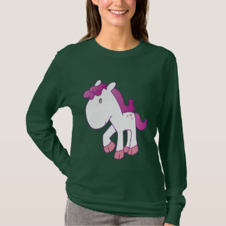 Dyrbar rosa- och lilaponny tee