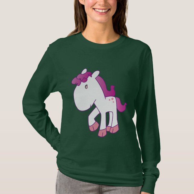 Dyrbar rosa- och lilaponny tee (Framsida)
