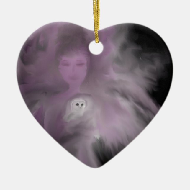 Dyrbar ugglaängel julgransprydnad keramik (Framsidan)