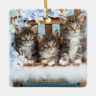 dyrbara härliga kattungar julgransprydnad keramik