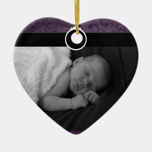 Dyrbart babyfoto julgransprydnad keramik (Framsidan)