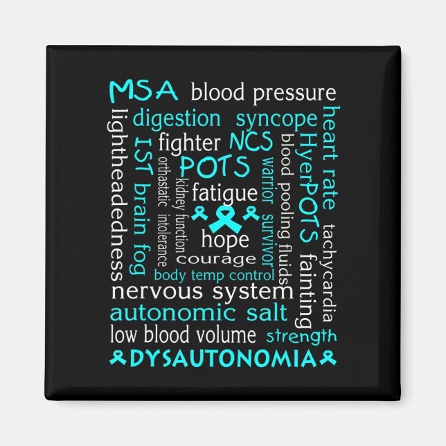 Dysautonomi Medvetenhet T-shirt Teal Ribbon Gift18 Magnet (Framsidan)