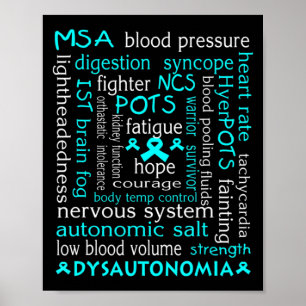 Dysautonomi Medvetenhet T-shirt Teal Ribbon Gift18 Poster