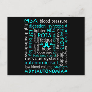Dysautonomi Medvetenhet T-shirt Teal Ribbon Gift18 Vykort