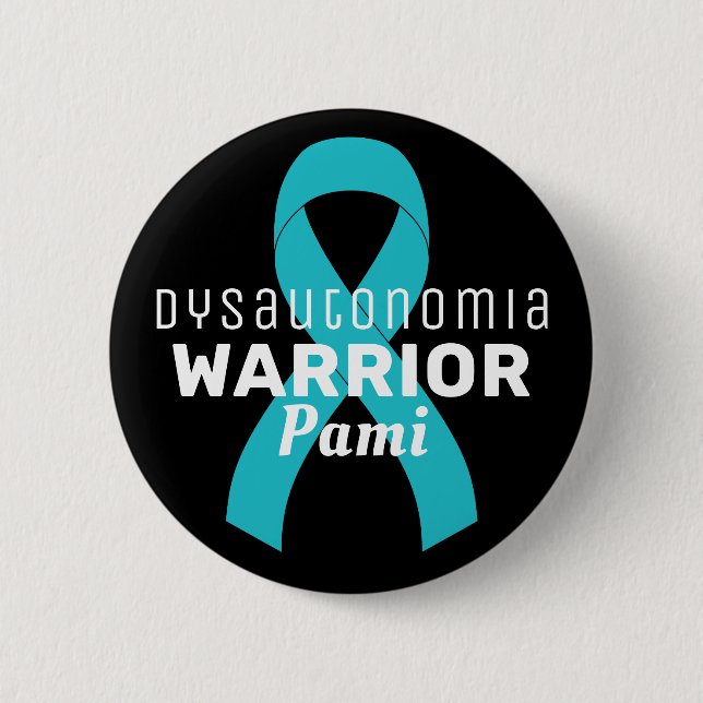 Dysautonomi Warrior Ribbon Svart Knapp (Framsida)