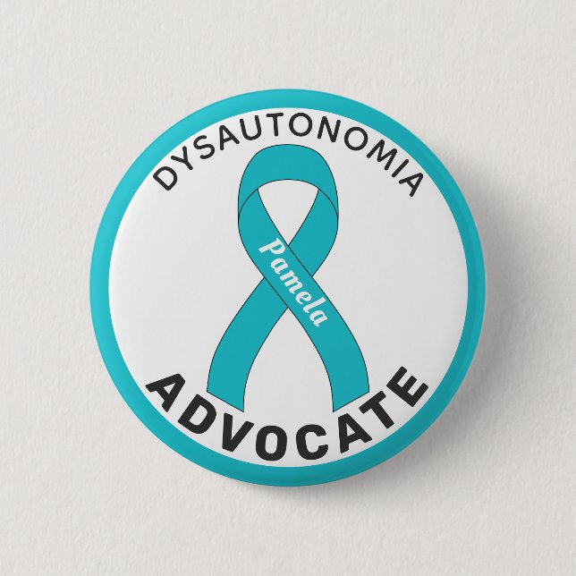 Dysautonomia Advocate Ribbon White Button Knapp (Framsida)