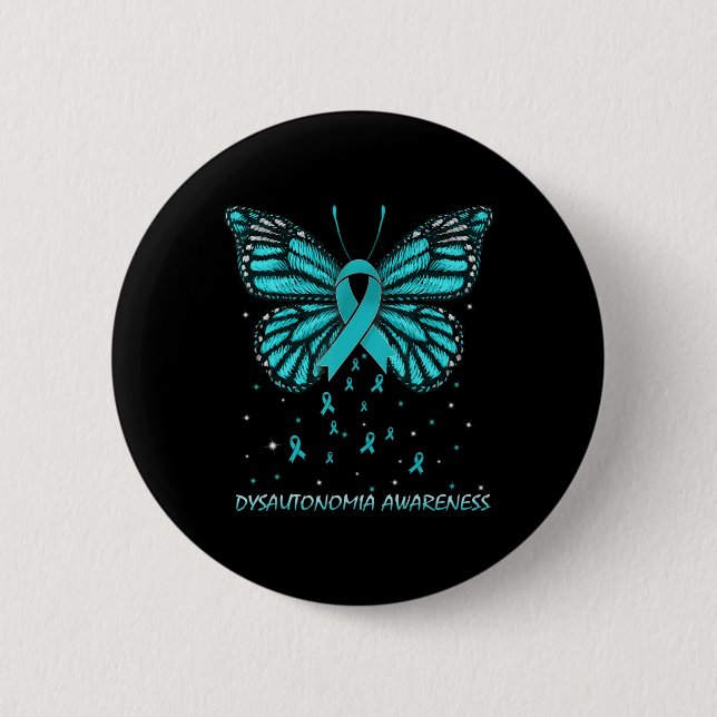 Dysautonomia Awareness Butterfly T-Shirt86 Knapp (Framsida)