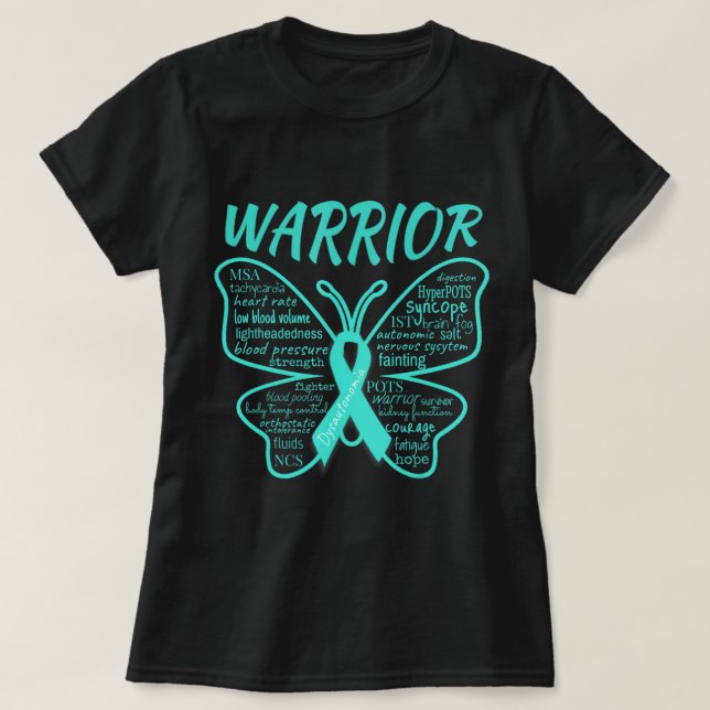 Dysautonomia Awareness POTS HyperPOTS NCS Warrior T Shirt (Design framsida)