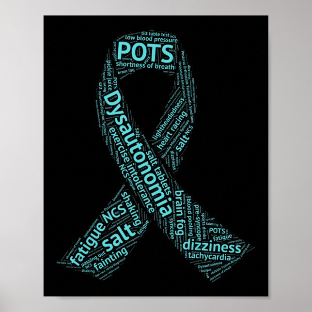 Dysautonomia Awareness T-shirt - Turquise Ribbon Poster (Framsidan)