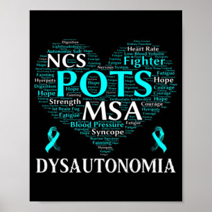 Dysautonomia Awareness Teal Ribbon T- Shirt71 Poster