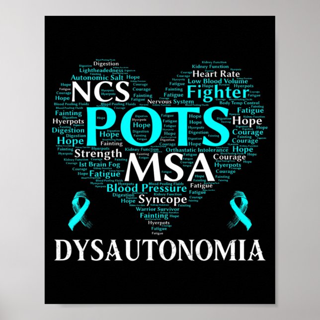 Dysautonomia Awareness Teal Ribbon T- Shirt71 Poster (Framsidan)