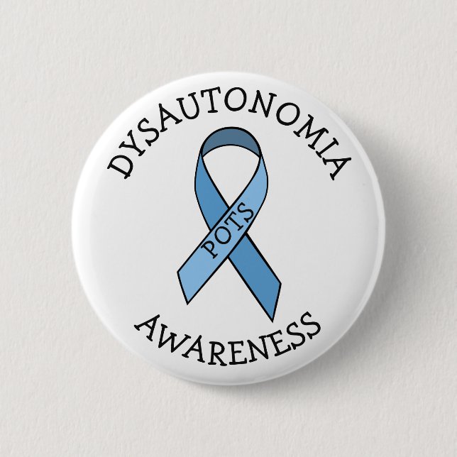Dysautonomia Blue Awareness Ribbon Pin Knapp (Framsida)