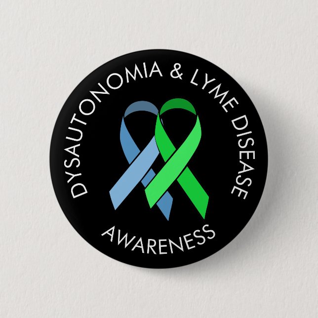 Dysautonomia och Lyme Disease Awareness Ribbon Pin Knapp (Framsida)