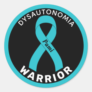 Dysautonomia Warrior Ribbon Black Round Sticker Runt Klistermärke