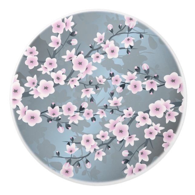 Dysig Rosa Gråblå Körsbärsblommor Blommig Knopp (Framsidan)